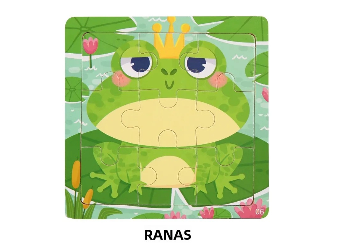 Rompecabezas de madera infantil MDUG con diseño de animales, juego cognitivo educativo para el desarrollo infantil - Rana