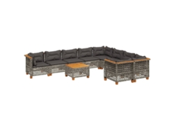 Maison Exclusive - Set De Sofás De Jardín 10 Pzas Con Cojines Ratán Sintético Gris
