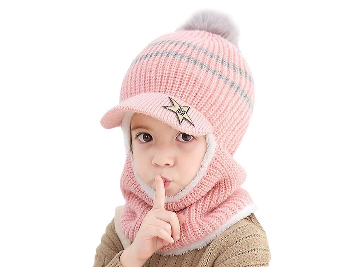 Pasamontañas Para Niños, Bufanda Polar Con Pompón, Gorro De Esquí, Gorro De Lana
