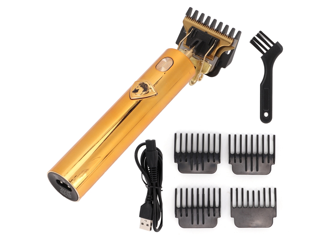 Cortadora De Pelo Y Barba Eléctrica Inalámbrica Con Cuchilla T Y 4 Peines Acero Inoxidable Oro Para Hombres
