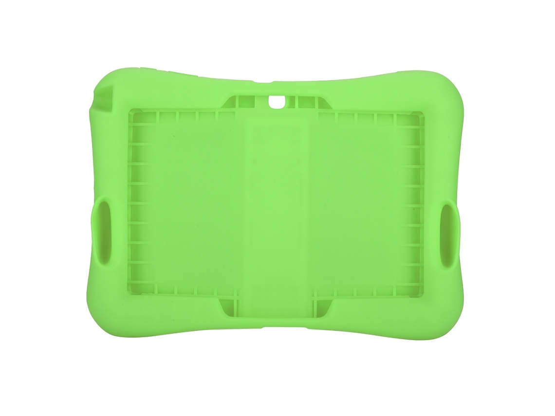 Funda de silicona con soporte para tablet Samsung de 10,1 pulgadas, resistente a caídas, verde claro y dorado.