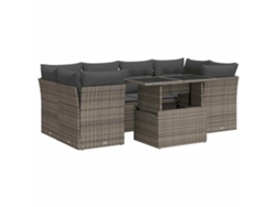 Maison Exclusive - Set De Sofás De Jardín 7 Pzas Con Cojines Ratán Sintético Gris