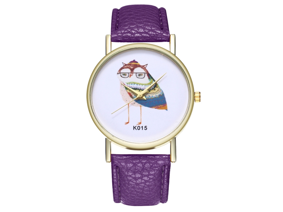 Reloj De Moda Casual Unisex Con Movimiento De Cuarzo Y Correa De Cuero Pu Morado