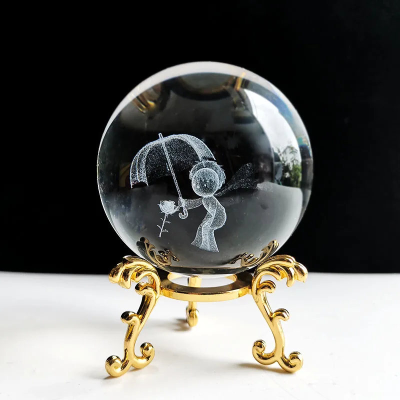 (estilo 15 60 Mm) Bola De Cristal De 60 Mm, Esfera De Vidrio Tallada En 3d, Pisapapeles Con Base.