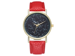 Reloj De Cuarzo Con Correa De Cuero Pu Fashion Dial Universo Unisex Rojo
