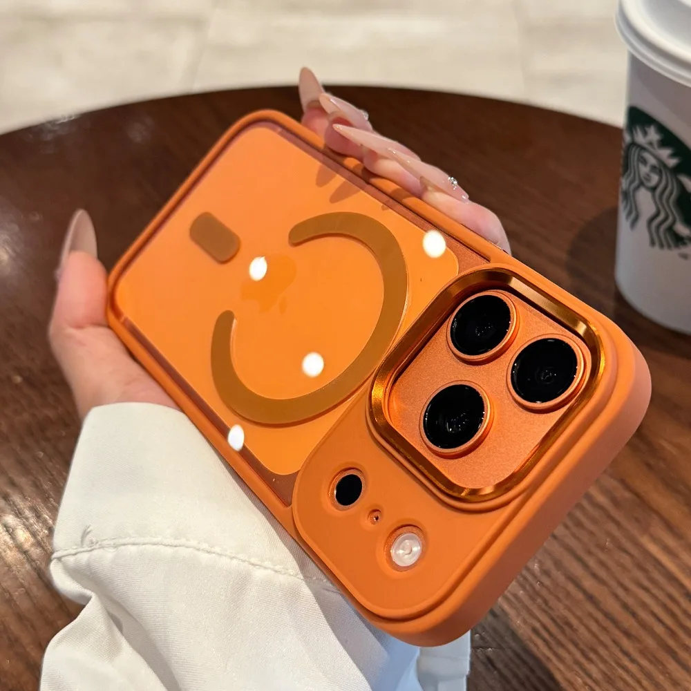 (iphone 14 Pro Max, Naranja) Funda Para Iphone Con Carga Magnética Magsafe Y Protección Contra Golpes.