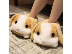 Pantuflas De Peluche Con Forma De Conejo, Hámster O Perro, Cómodas Y Antideslizantes Para El Invierno.