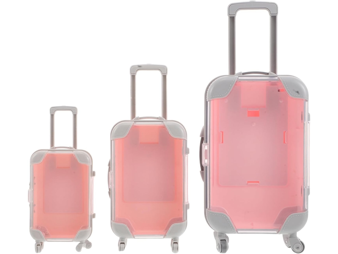 Boîte De Rangement Para Extensions De Cils Lot De 3 Mini Valises En Plastique Rose Transparent, O...