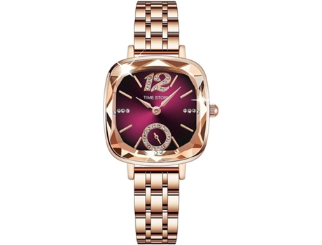 VEANXIN Relojes de pulsera para mujer Oro rosa Acero inoxidable Diamante de imitación Diamante Pequeña cara linda Temperamento T Relojes de vestir ...