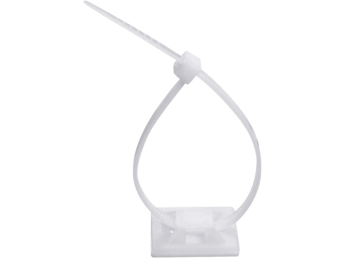 100 Soportes Adhesivos Con Bridas Universales Para Cables De 150 Mm (2 Cm), Color Blanco, Para La Gestión De Cables.