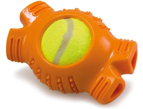 Juguete Para Perros Arquivet Hueso Naranja Con Pelota De Tenis