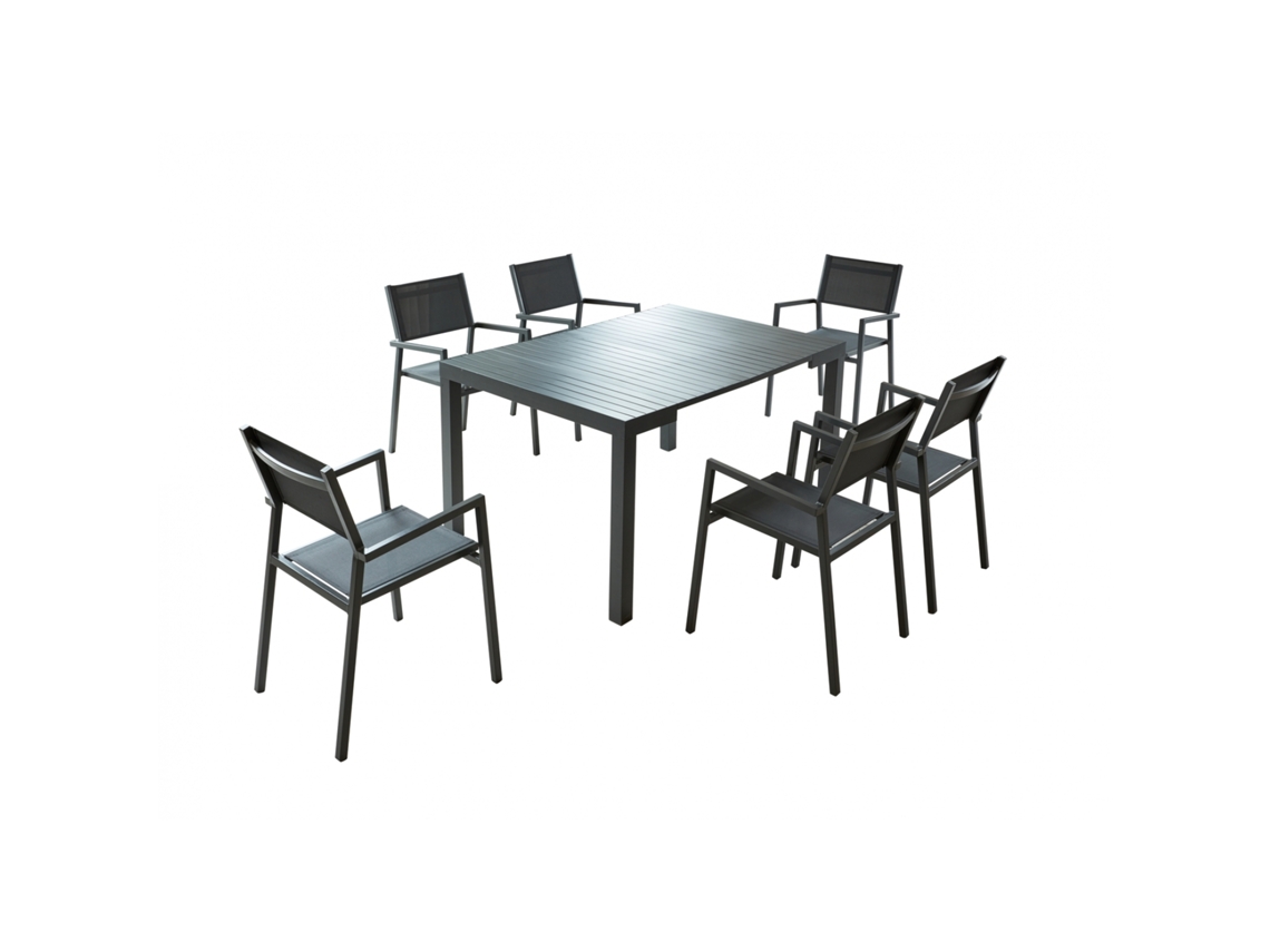 Juego de Cenar Exterior CONCEPT U Olhao (Gris - Aluminio - 142x100x75 cm)