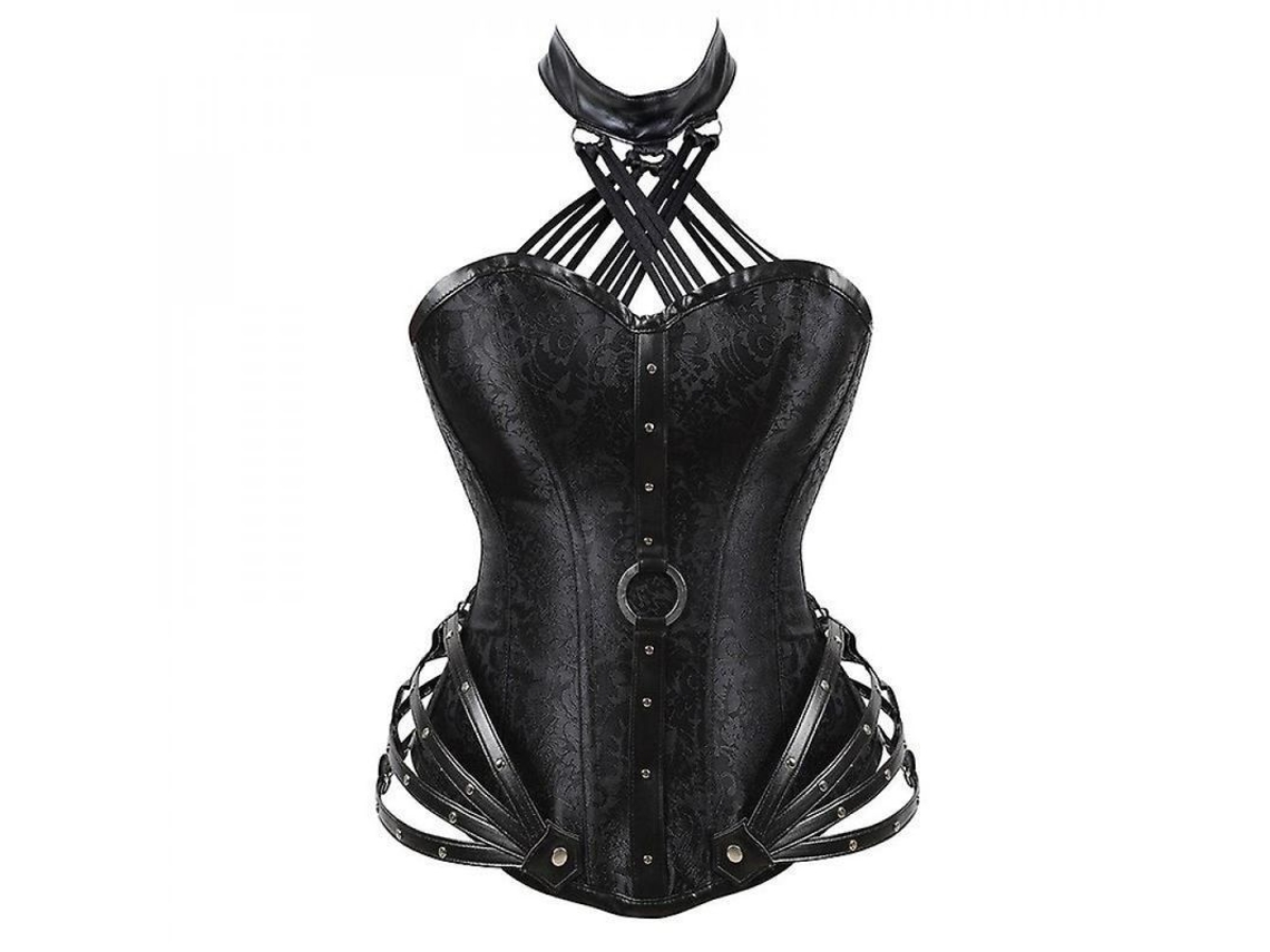 2026-corset Overbust De Cuero Talla Grande Con Huesos De Acero Para Mujer Estilo Gótico Steampunk S Negro