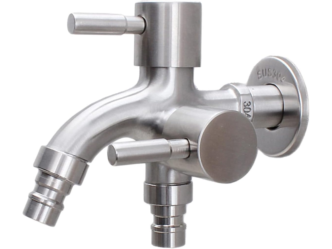 Grifo Multifuncional De Acero Inoxidable Con Doble Salida Para Lavandería Y Fregadero.