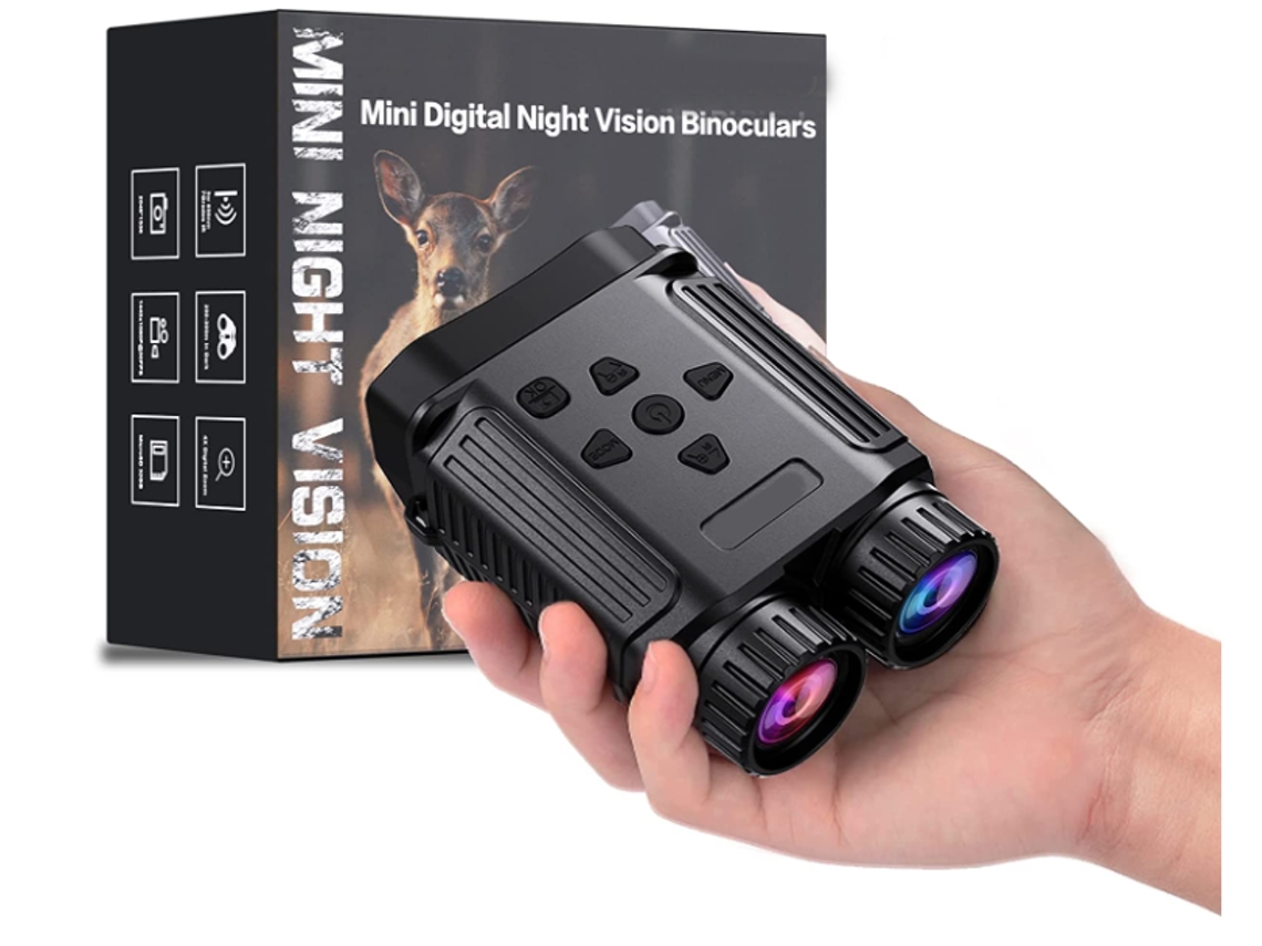 Mini gafas de visión nocturna, binoculares de visión nocturna, gafas infrarrojas digitales con pantalla LCD de 2,4 pulgadas, negras Bestvite