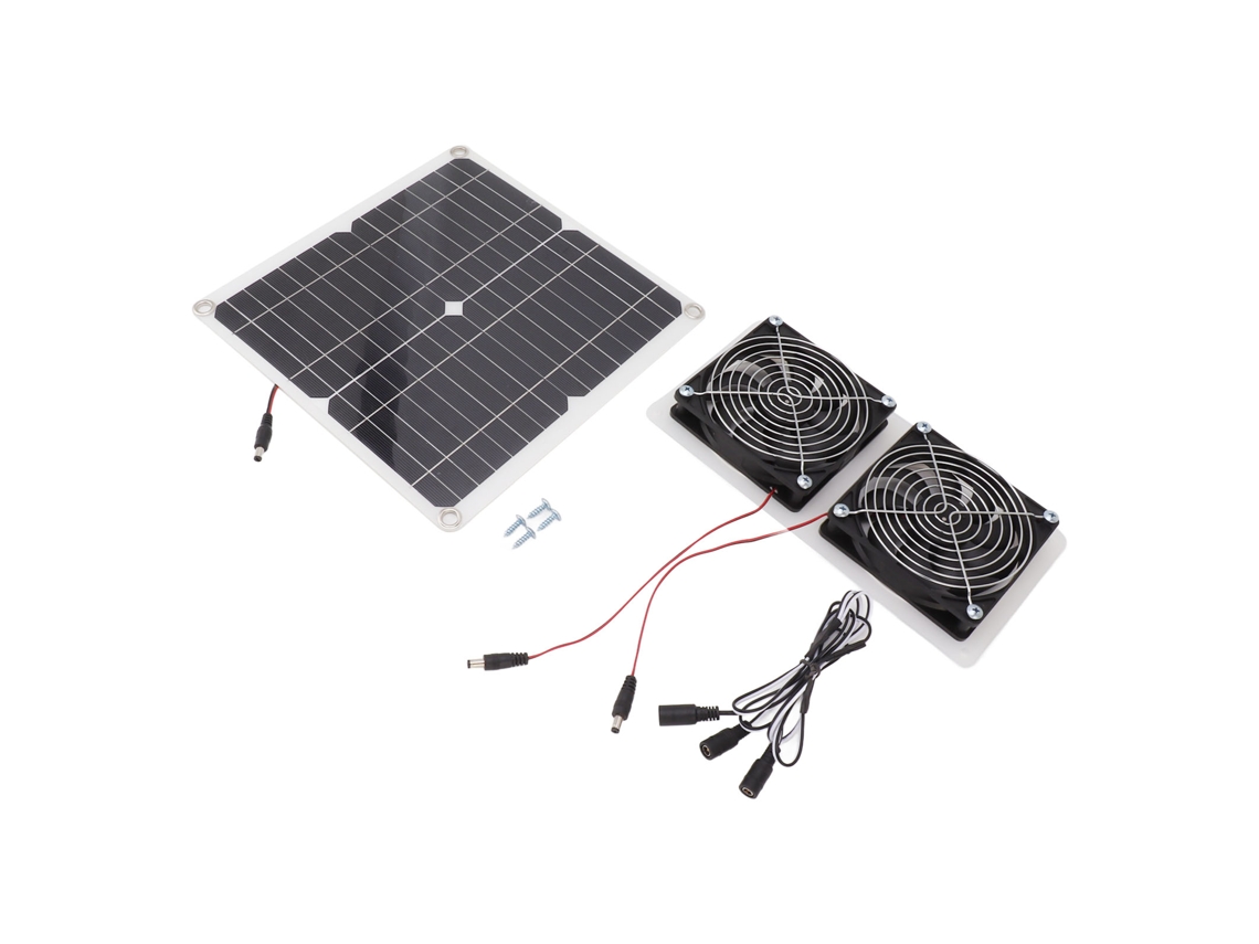 Kit De Ventilador Solar De 15 W, Doble, Impermeable, Con Cable De 130 Cm Para Gallinero O Invernadero.