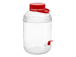 Relaxdays Dispensador De Bebidas, 10 L, Cristal, Para Bebidas Frías, Con Grifo, Tapa, Asa, Transparente/rojo