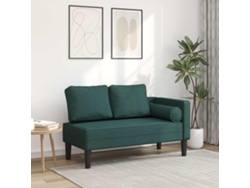Chaise longue con cojines de tela verde oscuro Lovely Home