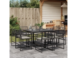 Juego de comedor de jardín de 9 piezas con cojines de mimbre negros de DKD Home Decor