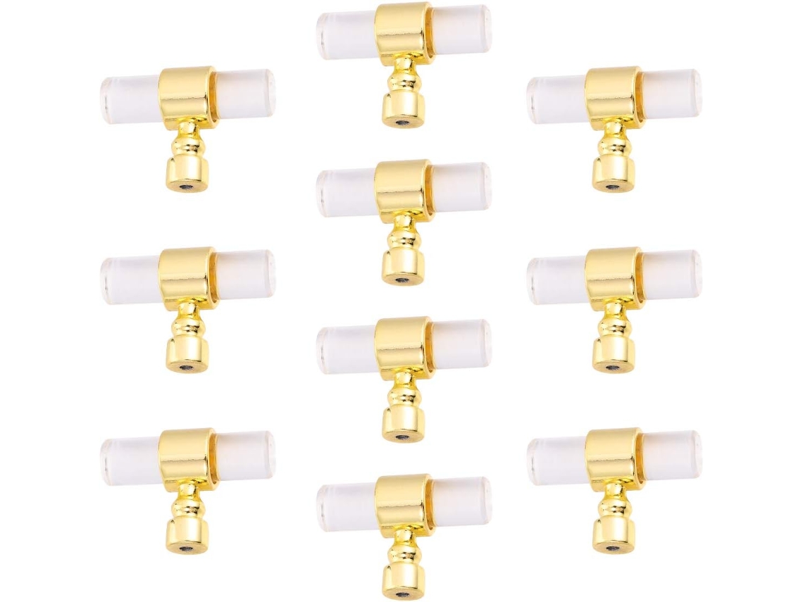 Juego De 10 Pomos Redondos De Acrílico Dorado Para Muebles Con Aleación De Zinc.