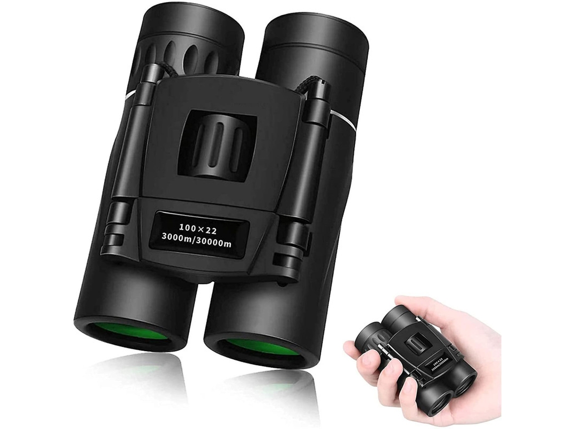 Binoculares compactos 100x22 para observación de aves, senderismo, caza, turismo, FMC, unisex, color negro, Yizhood