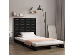 Cabecero Cama De Pared Madera Maciza Pino Negro 141x3x91,5 Cm