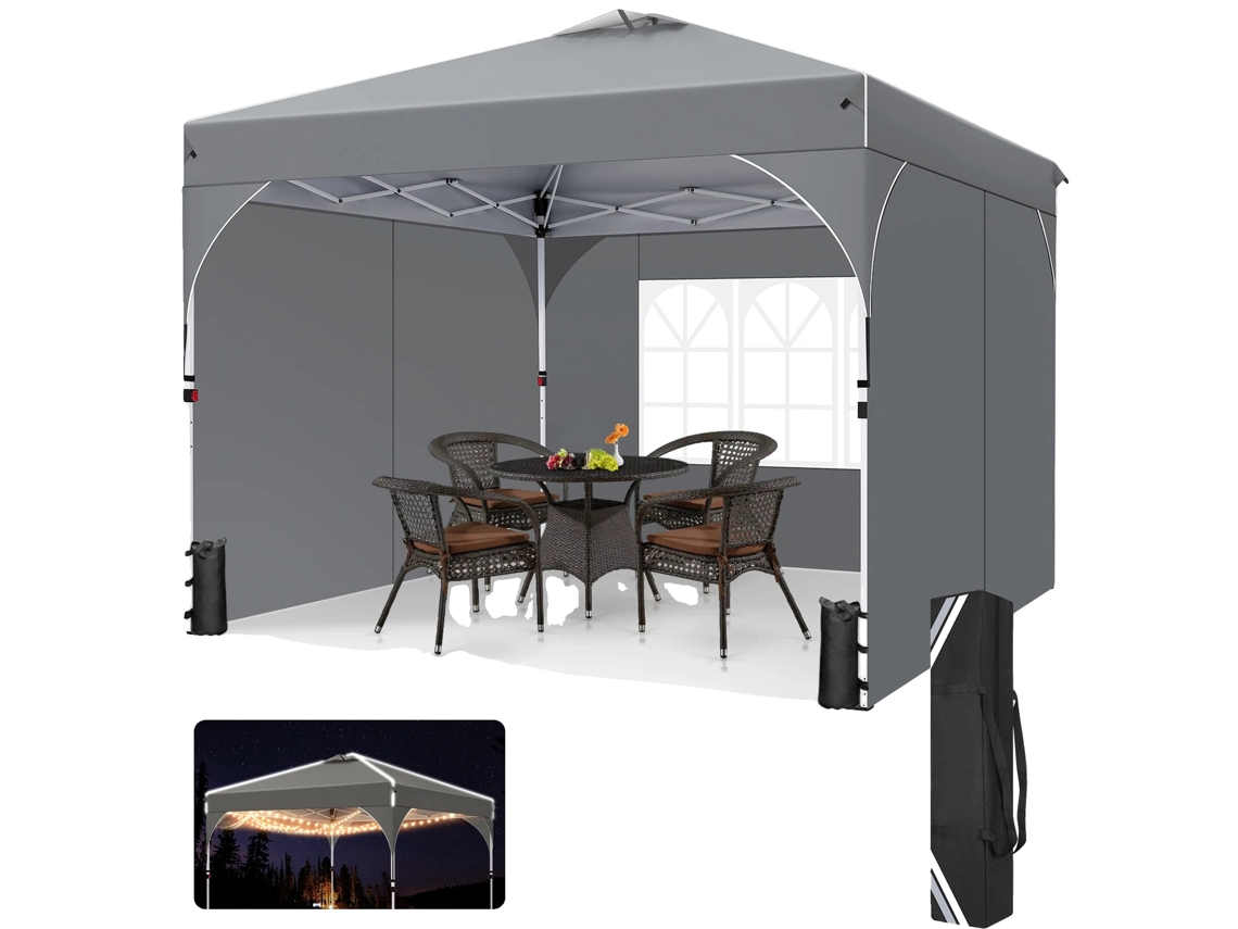 Cenador plegable, protección UV, color gris.