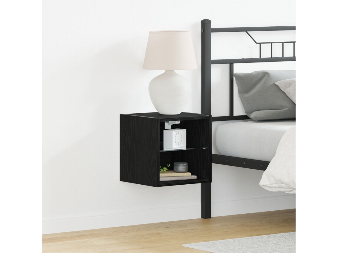 Mueble Para Tv | Mueble De Salón | Cabinet De Tv Led Negro Roble 30x28,5x30 Cm Madera Reciclada Wsd533649