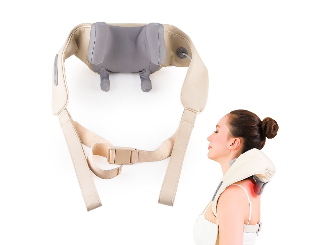 (blanco) Masajeador Inalámbrico De Acupresión Para Cuello Y Hombros, Relajación Y Amasamiento De Los Músculos Del Cuello.