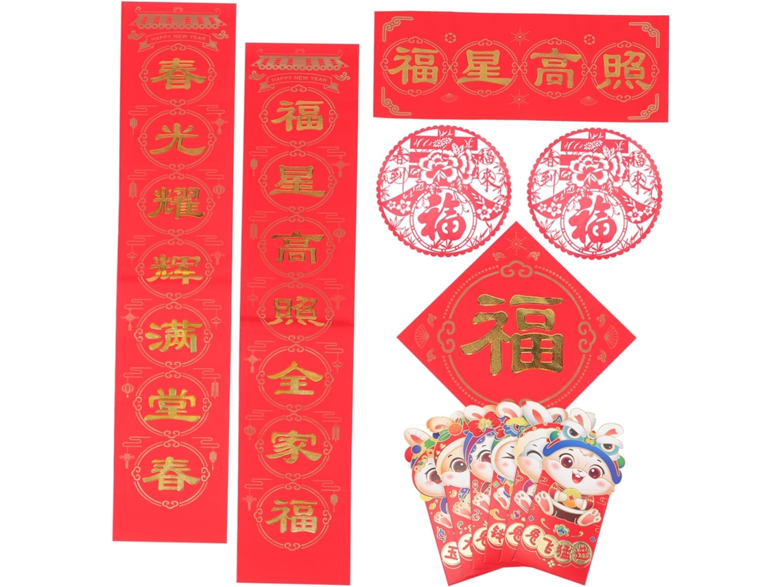 Pareados Chinos Para Año Nuevo, Adorno Con Forma Del Carácter Fu, Pegatinas Decorativas Para Ventanas.