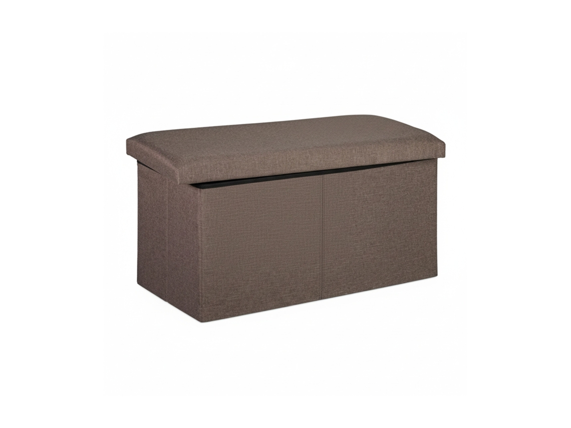 Relaxdays Banco Almacenaje, Baúl Almacenamiento, Efecto Lino, Asiento Acolchado, 38 X 76,5 X 38,5 Cm, Gris Oscuro