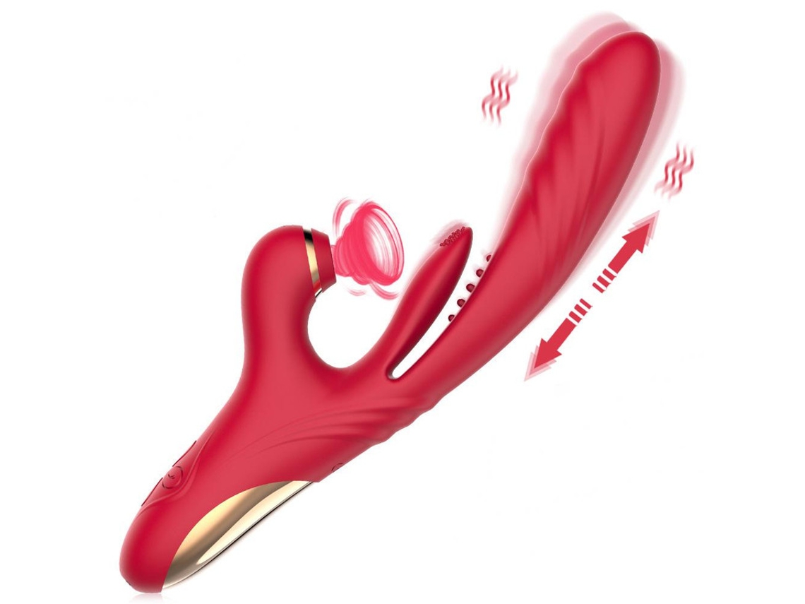 Vibrador De Masaje Telescpico Para Chupar La Lengua 3 En 1 Para Mujeres (rojo)