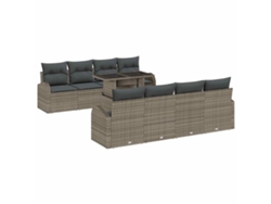 Conjunto de sofá de jardín de 9 piezas de mimbre gris EXCLUSIVO DE LA CASA