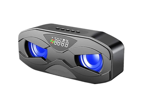 Altavoz Bluetooth inalámbrico con altavoces duales con luces LED de colores, negro BISBISOUS