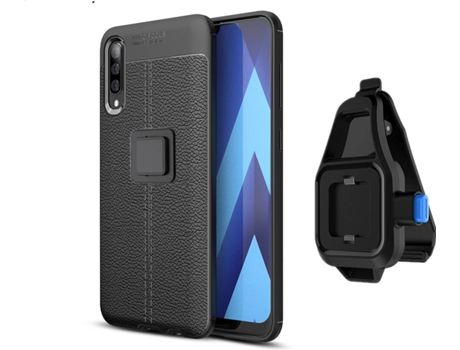 Funda Samsung A30S Rugged Leather con Soporte de Cintura Negro