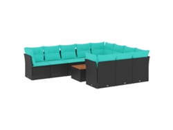 Maison Exclusive - Set De Sofás De Jardín 11 Pzas Y Cojines Ratán Sintético Negro