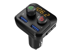 Transmisor FM Bluetooth 5.0 con dos puertos USB e interruptor de graves para llamadas manos libres y protección múltiple Negro SAISIYIKY