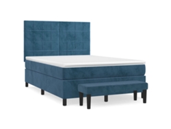 Maison Exclusive - Cama Box Spring Con Colchón Terciopelo Azul Oscuro 140x200 Cm