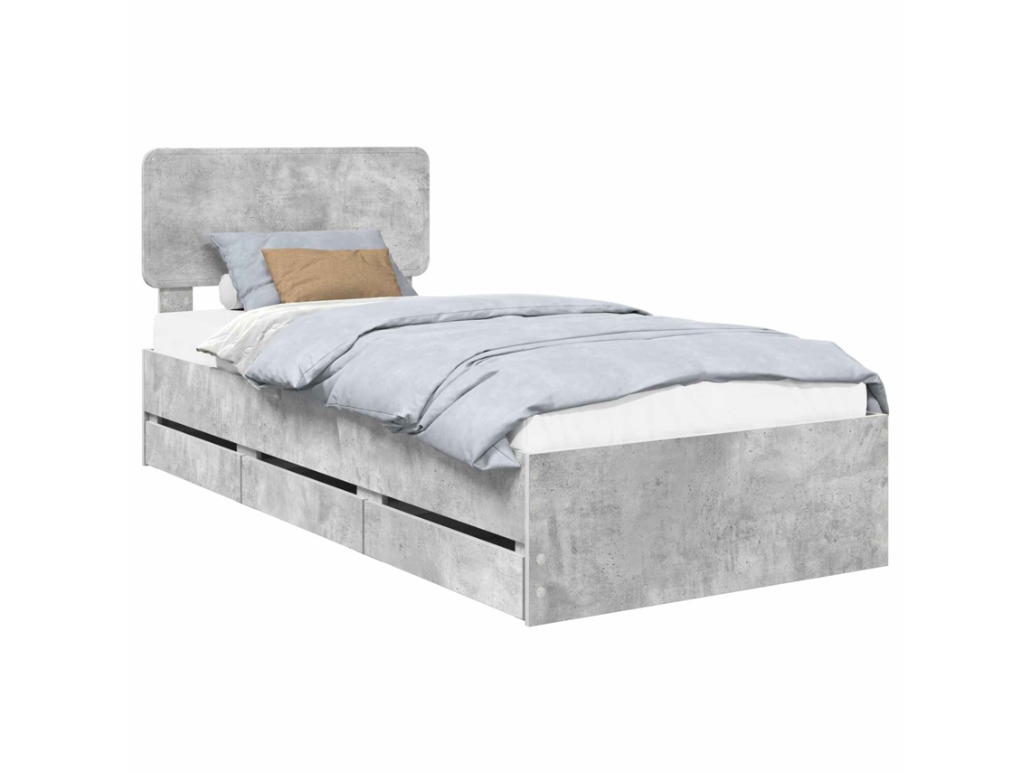 Maison Exclusive - Estructura De Cama Con Cabecera Gris Concreto 90 X 190 Cm