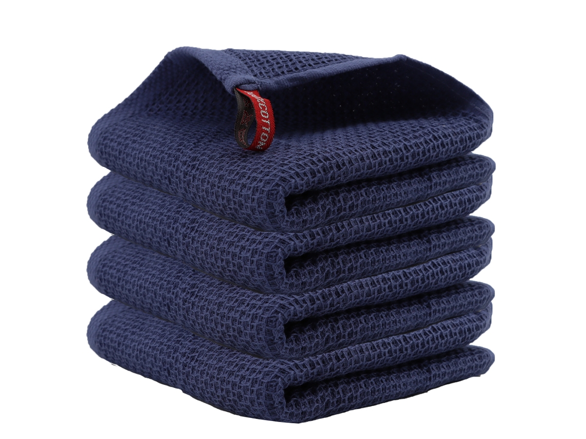 (azul Oscuro) Paquete De 4 Toallas De Cocina De Algodón Puro Ultra Suaves, Paños De Limpieza Increíblemente Absorbentes Y Esponjosos