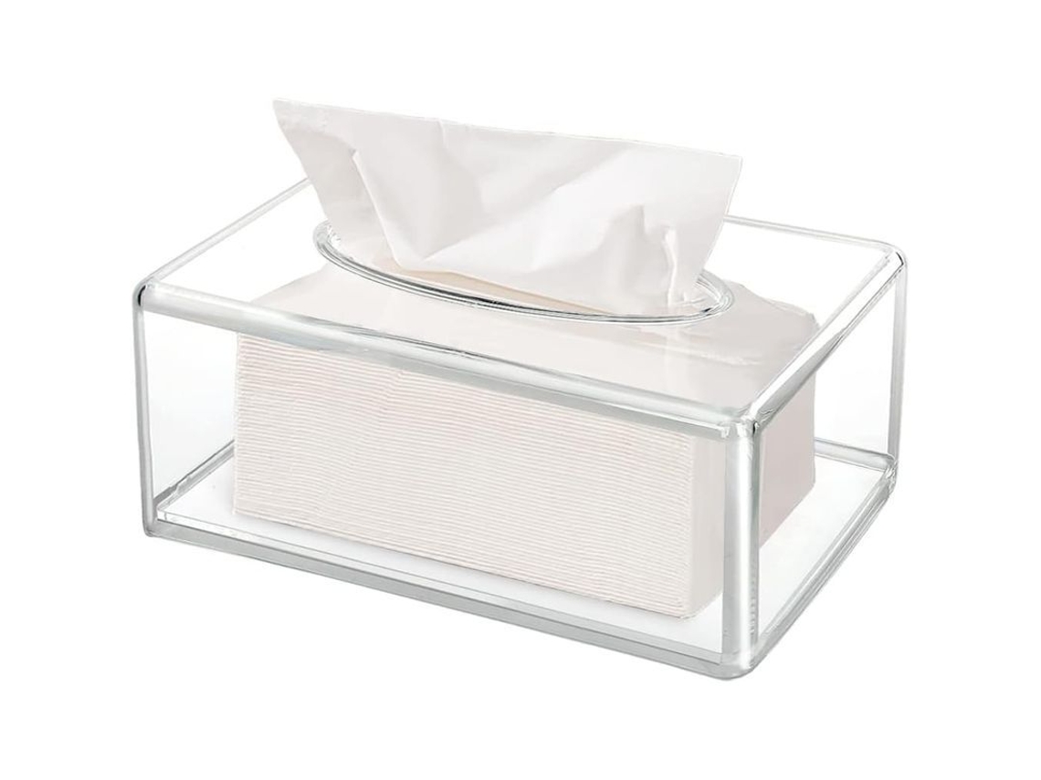 Porta Servilletas Rectangular De Acrílico Transparente Dispensador De Toallas Para Hogar Oficina Baño Mesa