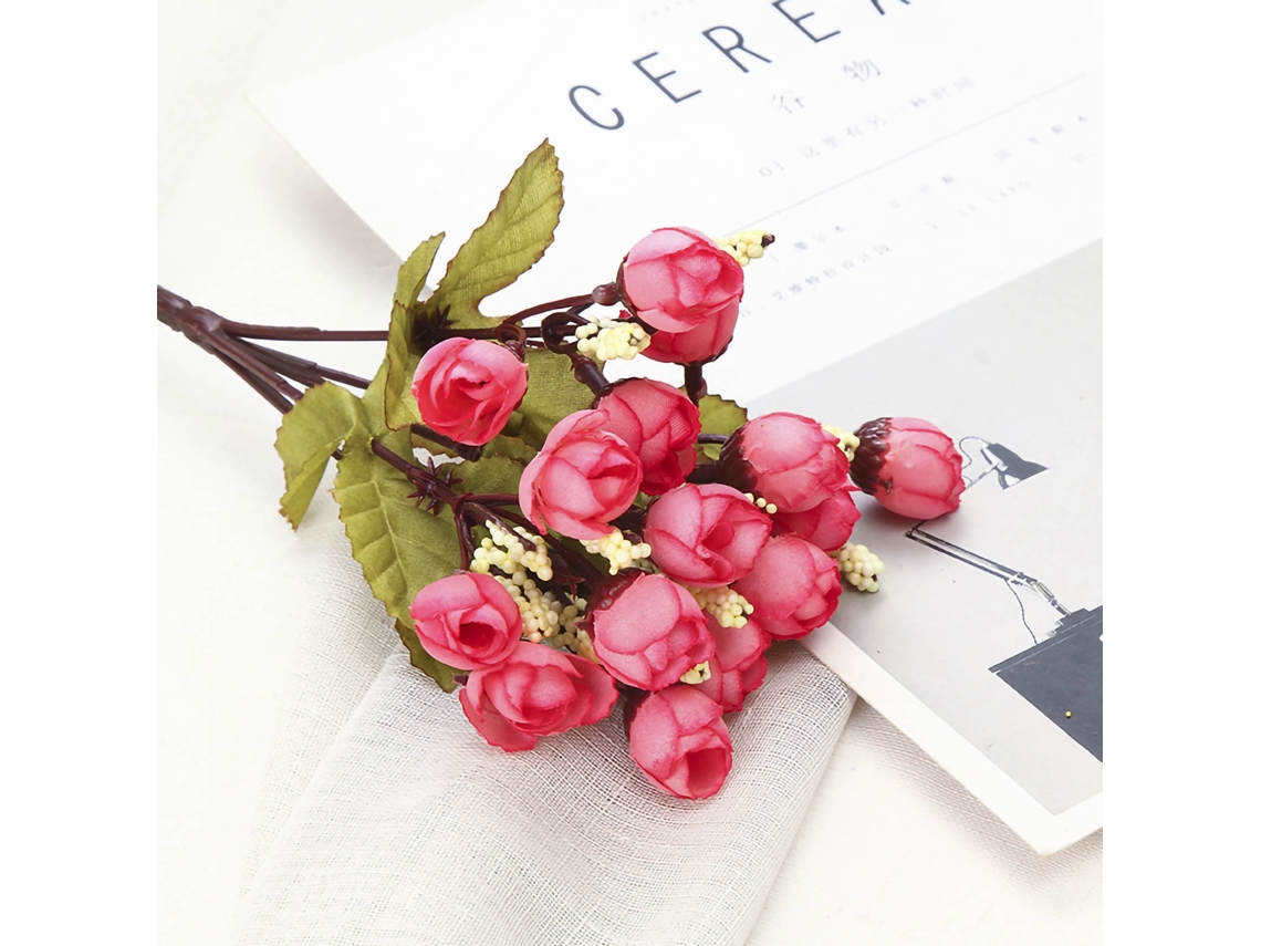 Arreglo Decorativo Para Habitación Con Capullo De Rosa Artificial En Miniatura, Tejido De Seda Y Perlas.
