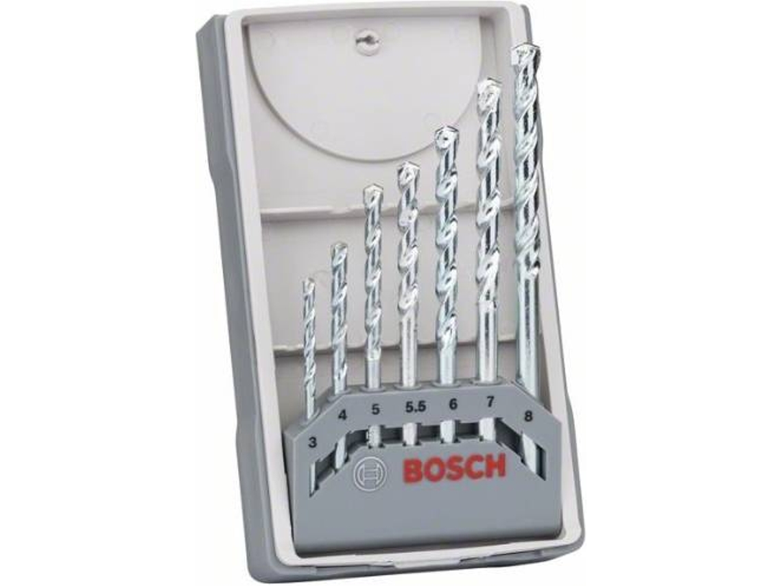 Conjunto de Brocas BOSCH para Mampostería - 7 Un - Cyl-1 - 3/4/5/5,5/6/7/8 mm