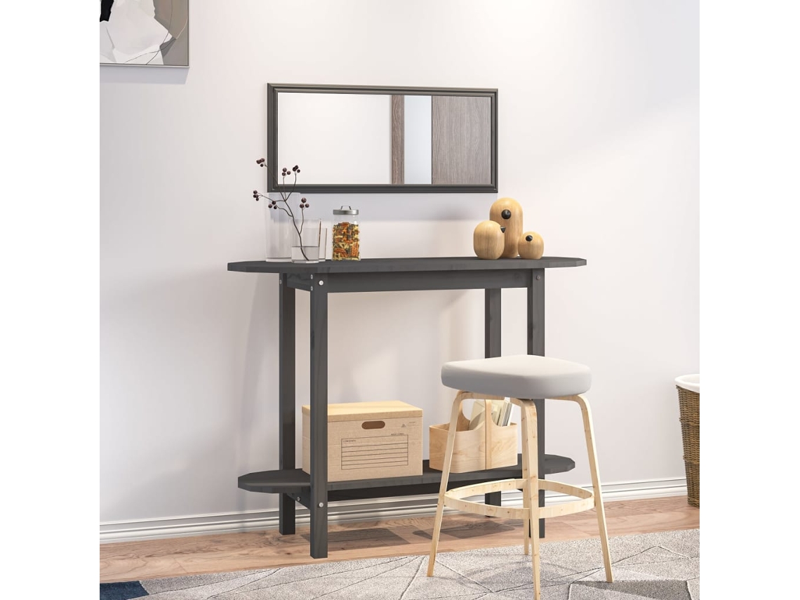 Mesa Consola Mesa De Centro 110x40x80 Cm Madera Maciza De Pino Gris Lovely Home
