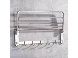 Toallero plegable de acero inoxidable, multifuncional, de pared, con gancho.