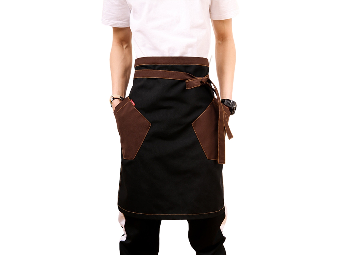 Delantal Canvas Bistro Café Con 2 Bolsillos Grandes Delantal De Cocina Medio Corto 30 X 23 Pulgadas Ataduras En La Cintura Uniforme Unisex Duradero