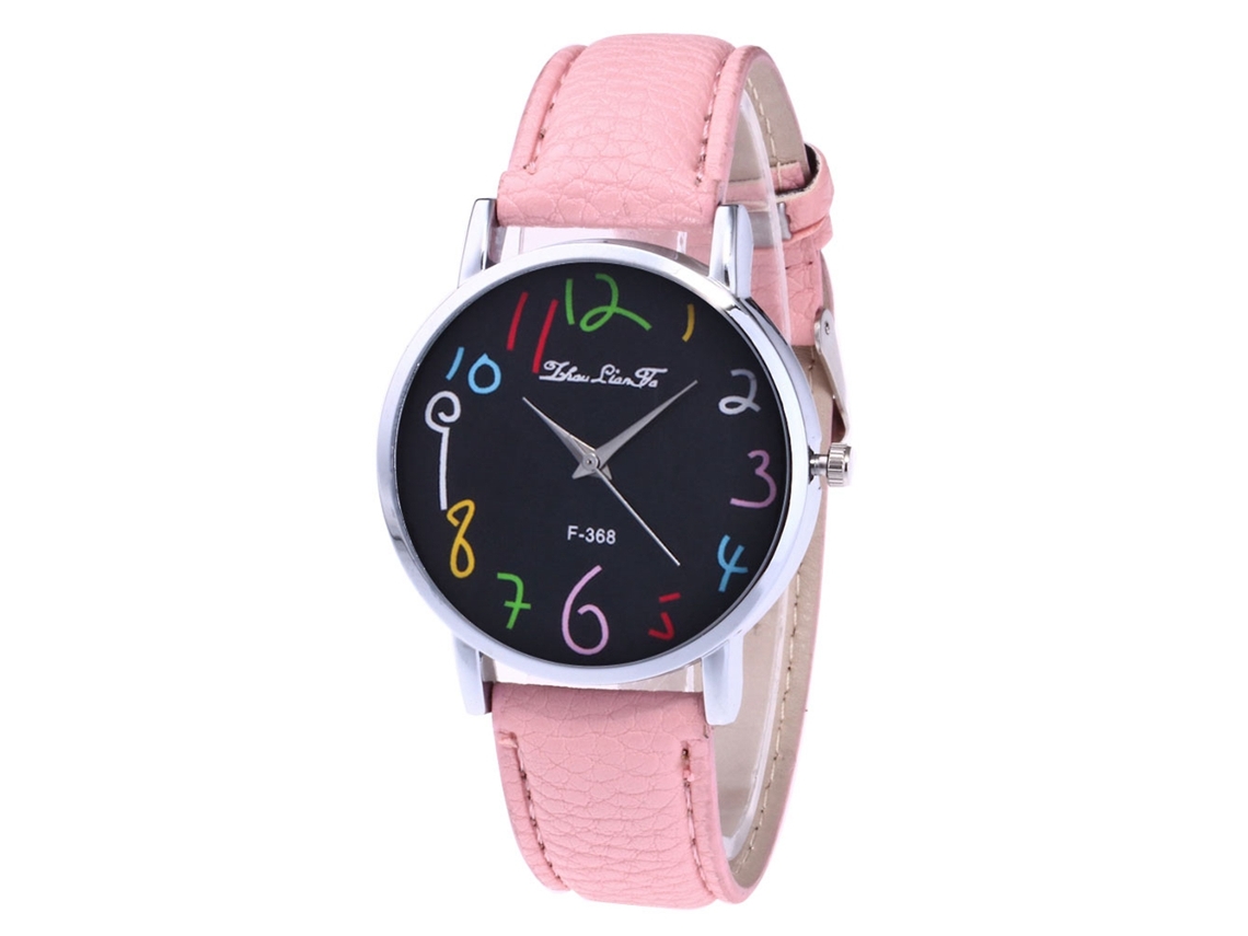 Reloj Casual Unisex De Cuero Pu Redondo Analógico De Cuarzo (rosa)