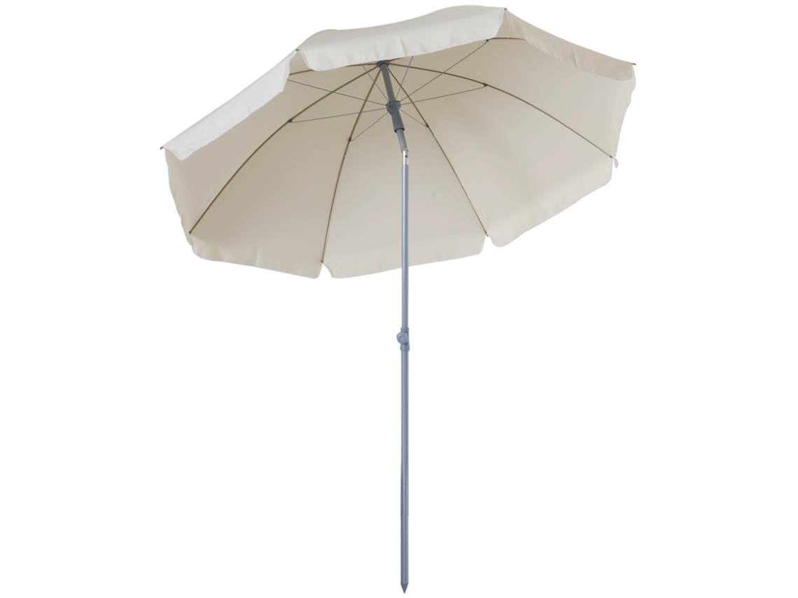 Sombrilla De Playa Diámetro De Ø202 Cm Con Techo Inclinable Poste Desmontable Y Pincho Inferior Para Jardín Beige