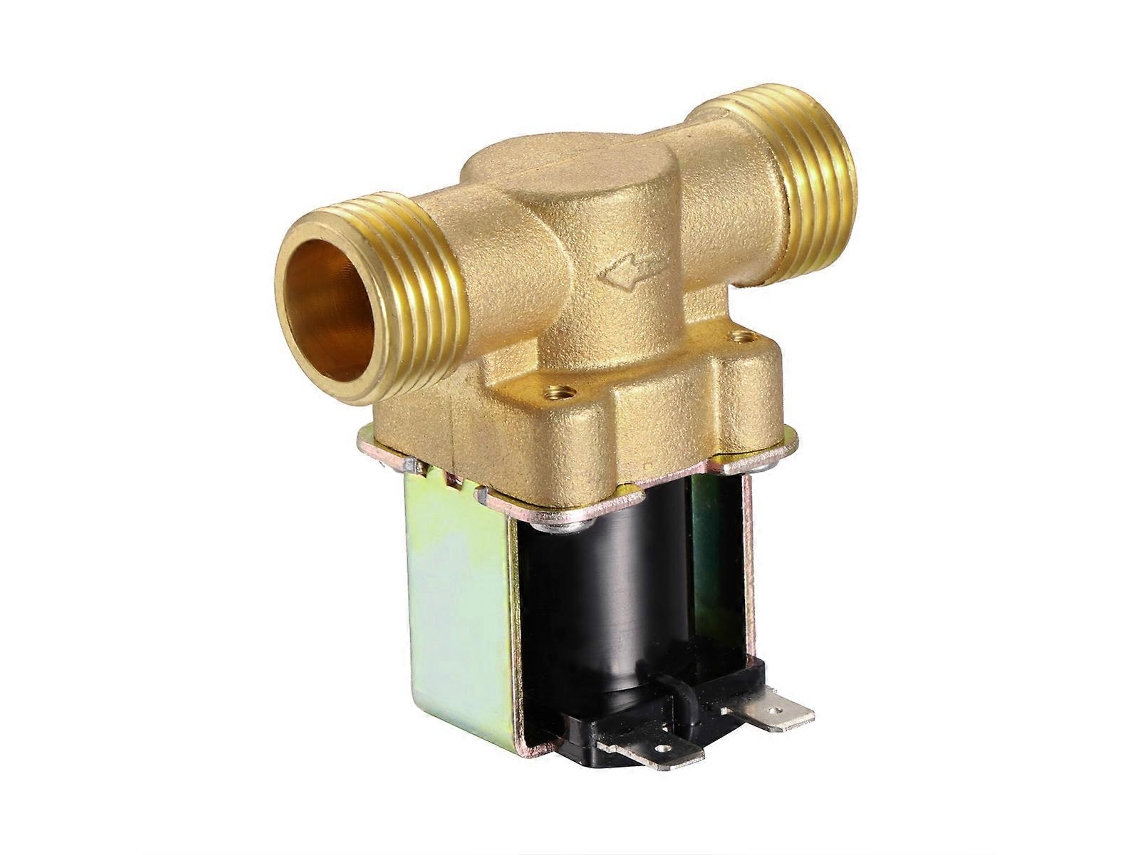 Válvula Solenoide De Latón 12v Cerrada Normalmente 1/2" Npsm Para Agua Electrónica Bifásica Dorado