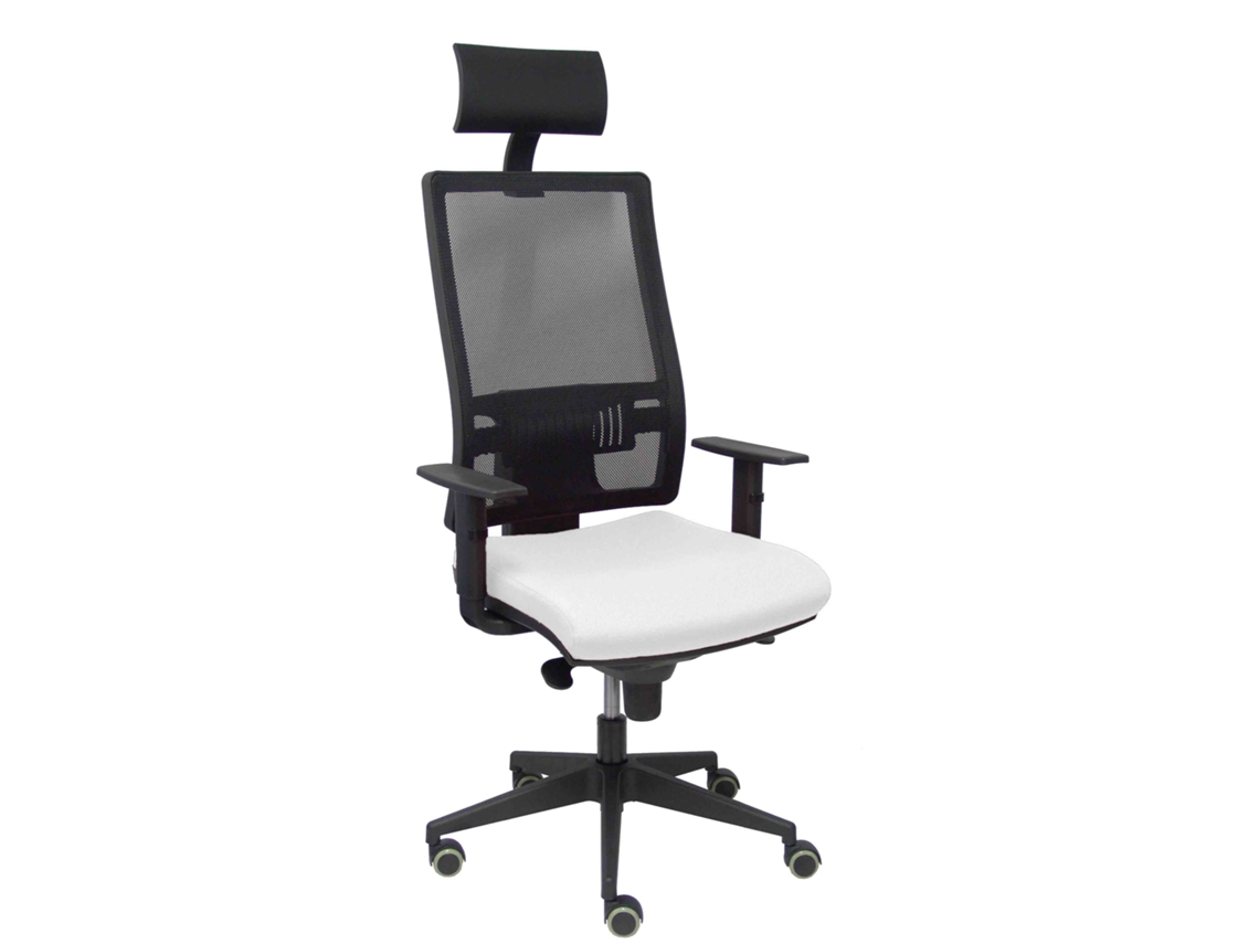 Silla De Oficina Horna Con Mecanismo Sincro Tapizada Con Tela Color Blanco Y Malla Color Negro